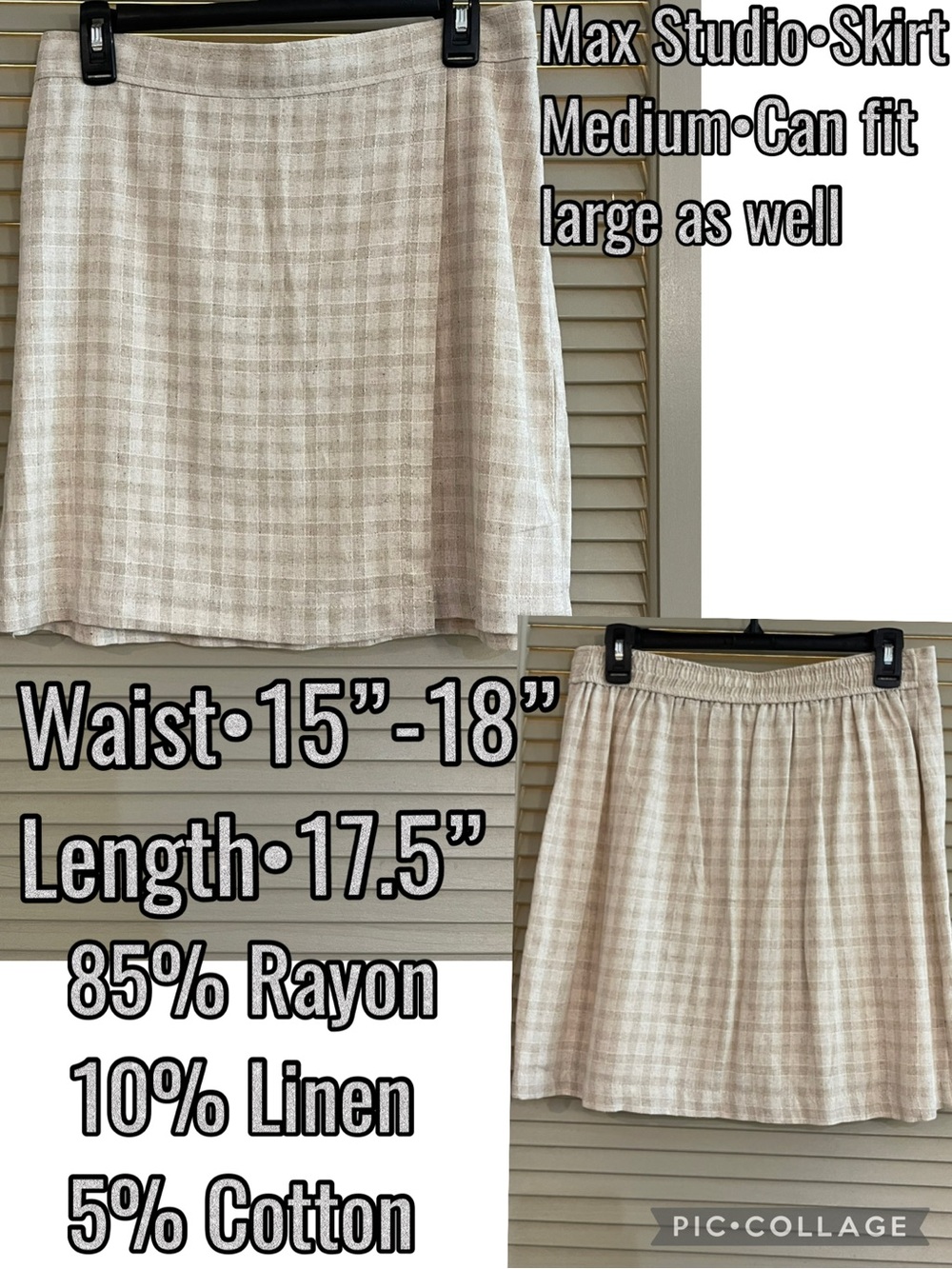 Max Studio Cream Plaid Mini Skirt